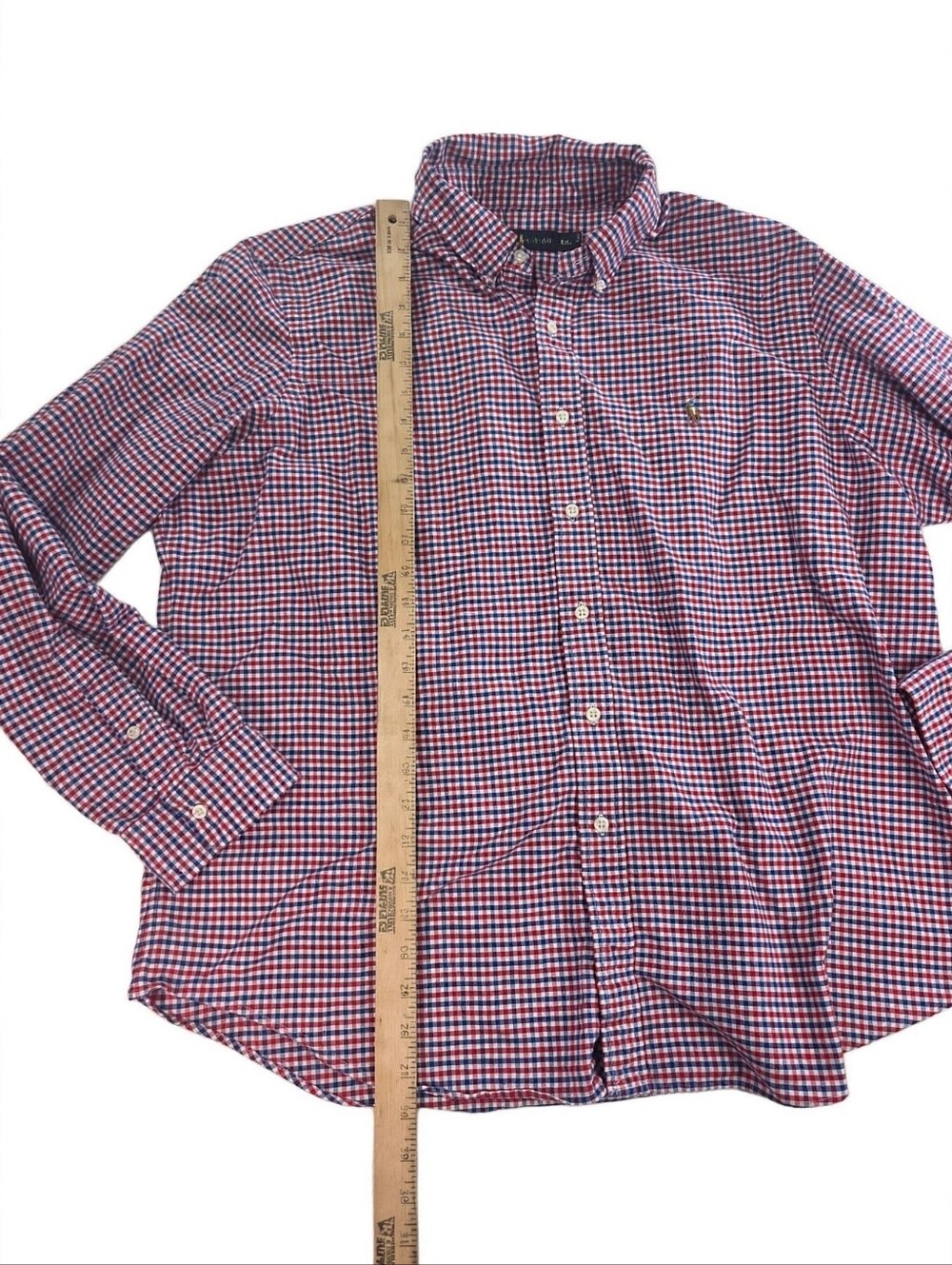 Ralph Lauren Shirt Mens XXL Red Blue White Gingham Check Pony 100% Cotton - Picture 7 of 7